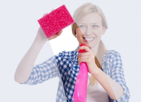 Cleaner wearing PPE during a carpet cleaning risk assessment